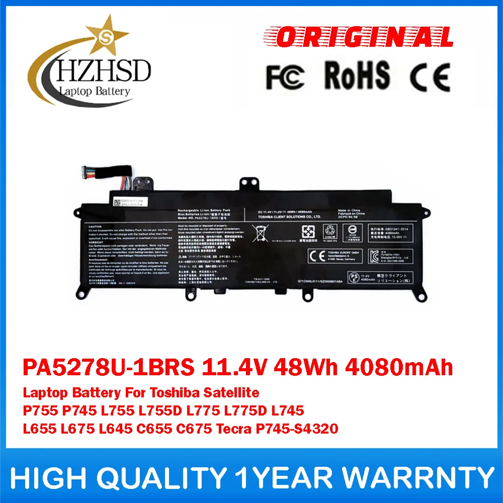 Batería Original para ordenador portátil Toshiba Satellite P755 P745 L755 L755D L775 L775D L745 L655, PA5278U-1BRS, 11,4 V, 48 Wh, 4080 mAh