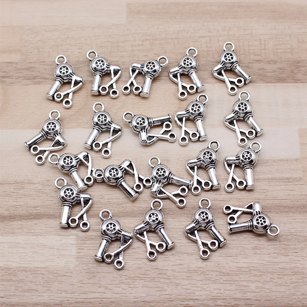 IFOCUS 20pcs/Lot Hair Dryer Scissors Charms For DIY Jewelry Making Zinc Alloy 13x11mm/0.51x0.43inch