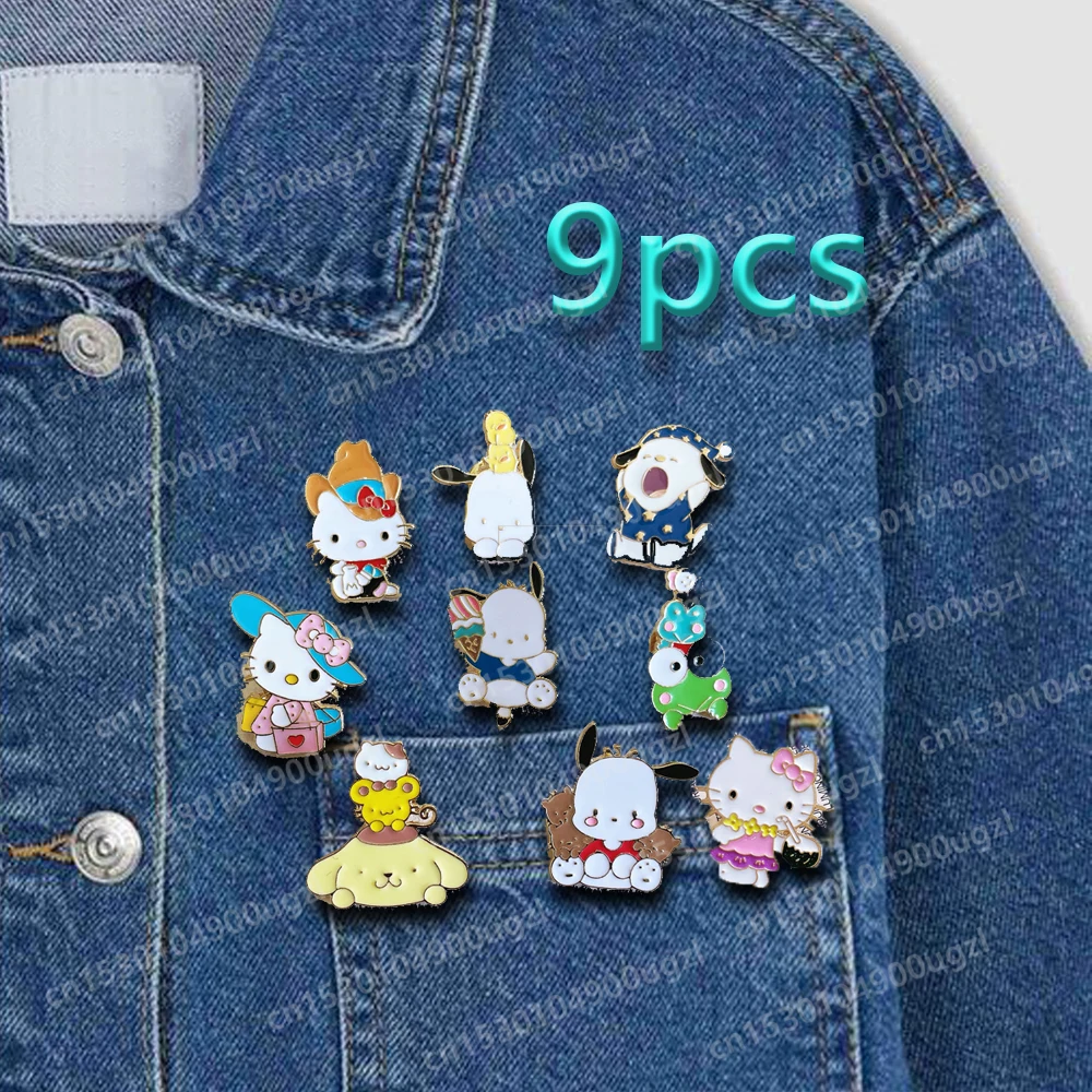 Hot Sanrio Delicate HelloKittys Cartoon Metal Souvenir Brooch Animals Pochacco Lapel Enamel Pins Costumes Decorative Accessories