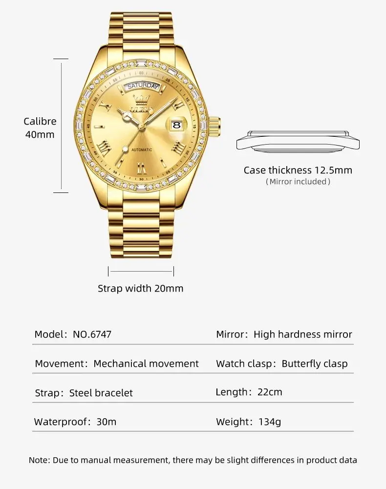 OLEVS 6747 Gold Men's Luxury Watch 5