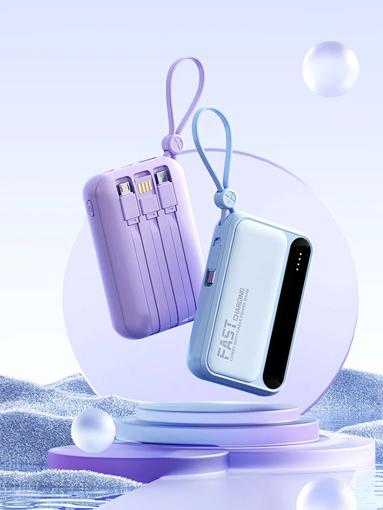 Xiaomi المدمج في الكابلات قوة البنك 4 In1 50000mAh سعة كبيرة ذكي شاشة ديجيتال ضوء بطارية محمولة لسامسونج