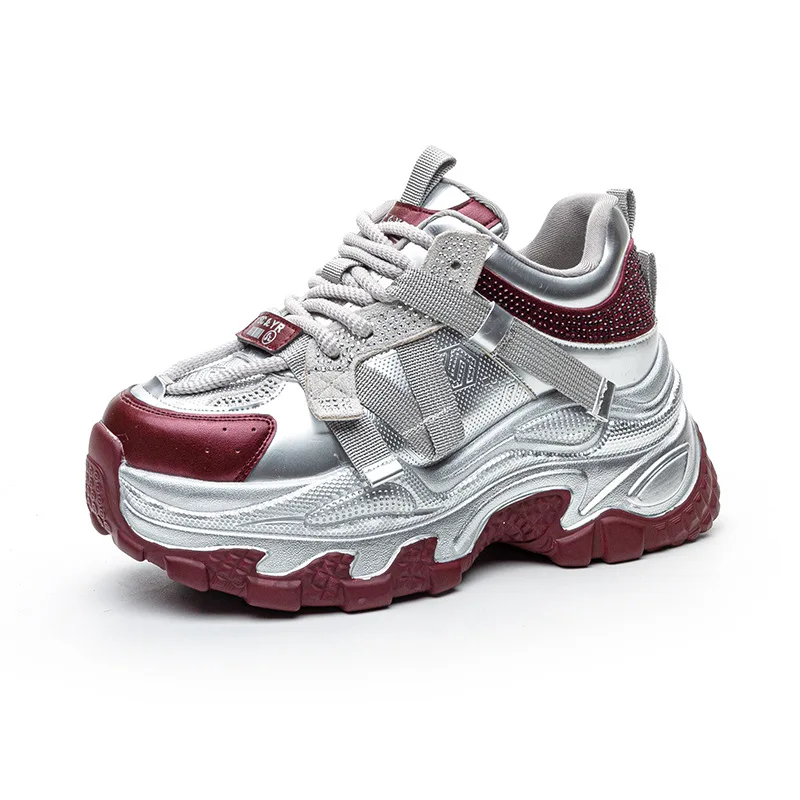 

Повседневная обувь из микрофибры на платформе и танкетке 8 см, Zapatos Mujer Deportivos, женская обувь на массивном каблуке, женские блестящие модные кроссовки