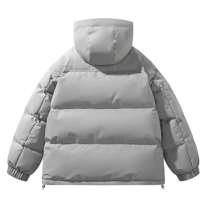 KIDWHXR Man Cargo Jacket Winter Stand Collar Male Hooded Parkas Coat Loose Multi-pocket Outdoor Casual Men Thicken Outerwear