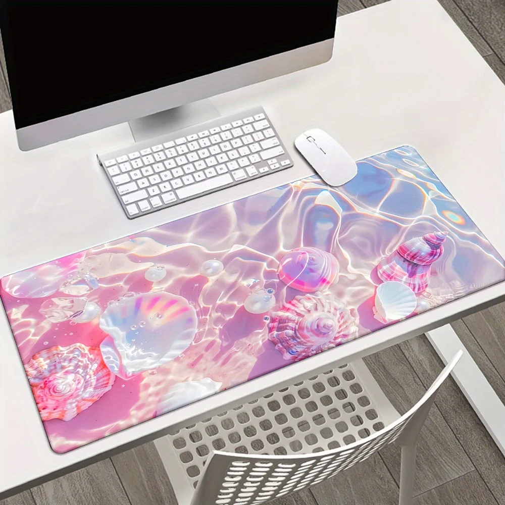 

XXL seaside shell mouse pad, high-definition printing, washable, anti-slip, suitable for gamers and office rubber material