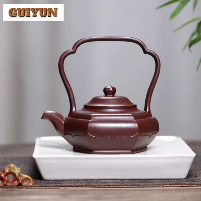 

260ml Exquisite Yixing Purple Clay Teapots Handmade Lifting Handle Pot Raw Ore Purple Mud Kettle Chinese Zisha Tea Set Ornaments
