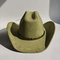 Nouveau grand bord Cowgirl Cowboy Vegan daim chapeau feutre Fedora chapeau pour femmes hommes classique et à la mode tout-match chapeau sombrero vaquero 5