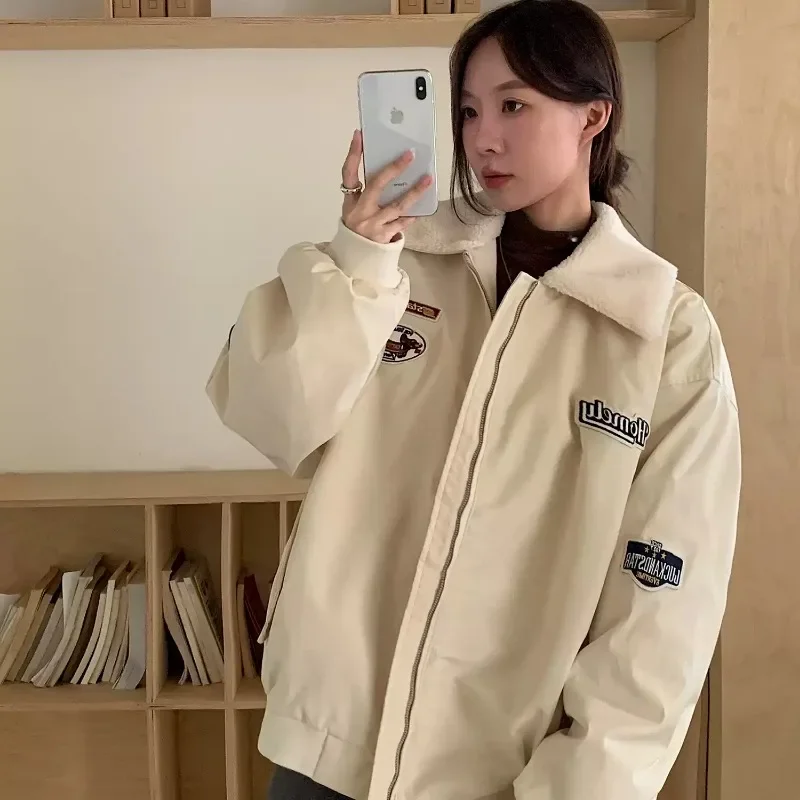 معطف شتوي من الصوف القطبي للنساء ملابس قطنية سميكة ملابس شتوية ملابس نسائية فضفاضة سترة شتوية غير رسمية ملابس علوية للسيدات