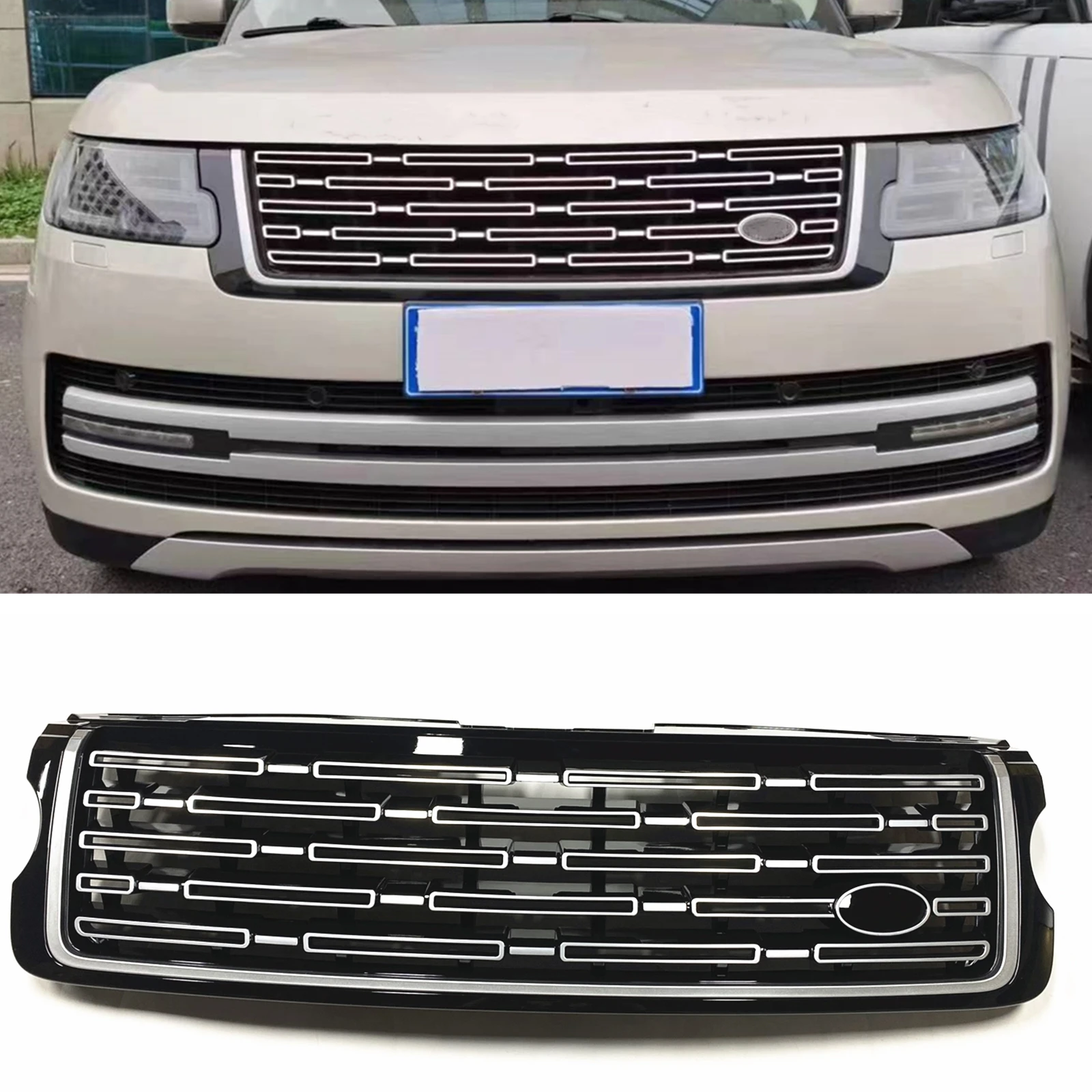 

Front Grille Racing Grills For Land Rover Range Rover Vogue L405 2013-2017 Black-Chrome/Black Upper Bumper Intake Hood Mesh Grid