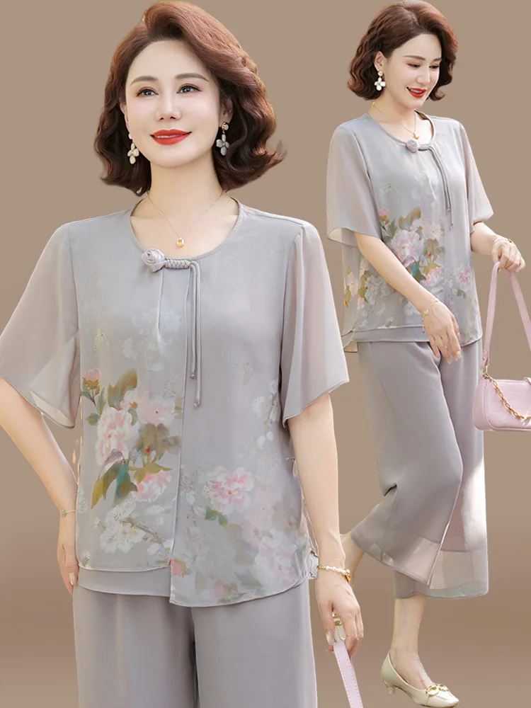 fashionable-summer-outfit-for-short-mothers-polyester-chiffon-short-sleeve-top-and-bottom-set-traditional-chinese-style-two-p