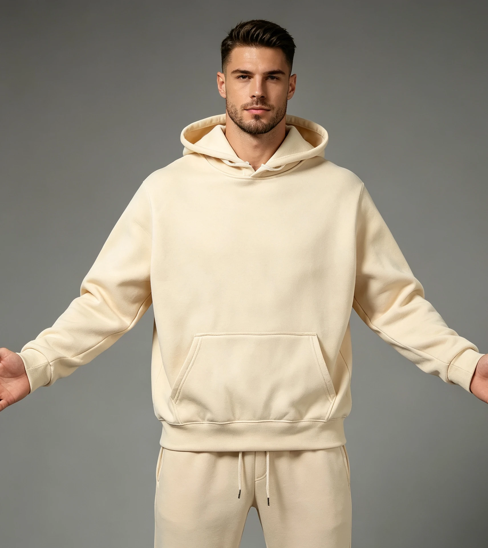Fashion Men's and Women's Two-Piece Sports Suit Loose Hooded Sweaters Stylish Waist Sports Sweaters Men's Sweaters Suit
