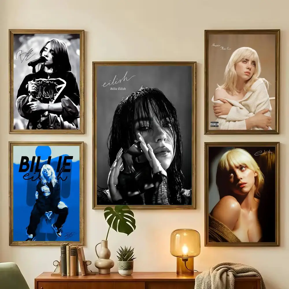 Hot Singer B-Billies E-EilishS Painting Calligraphy Stylish Canvas Poster Wall Art for Living Room Bedroom Office Home Decor