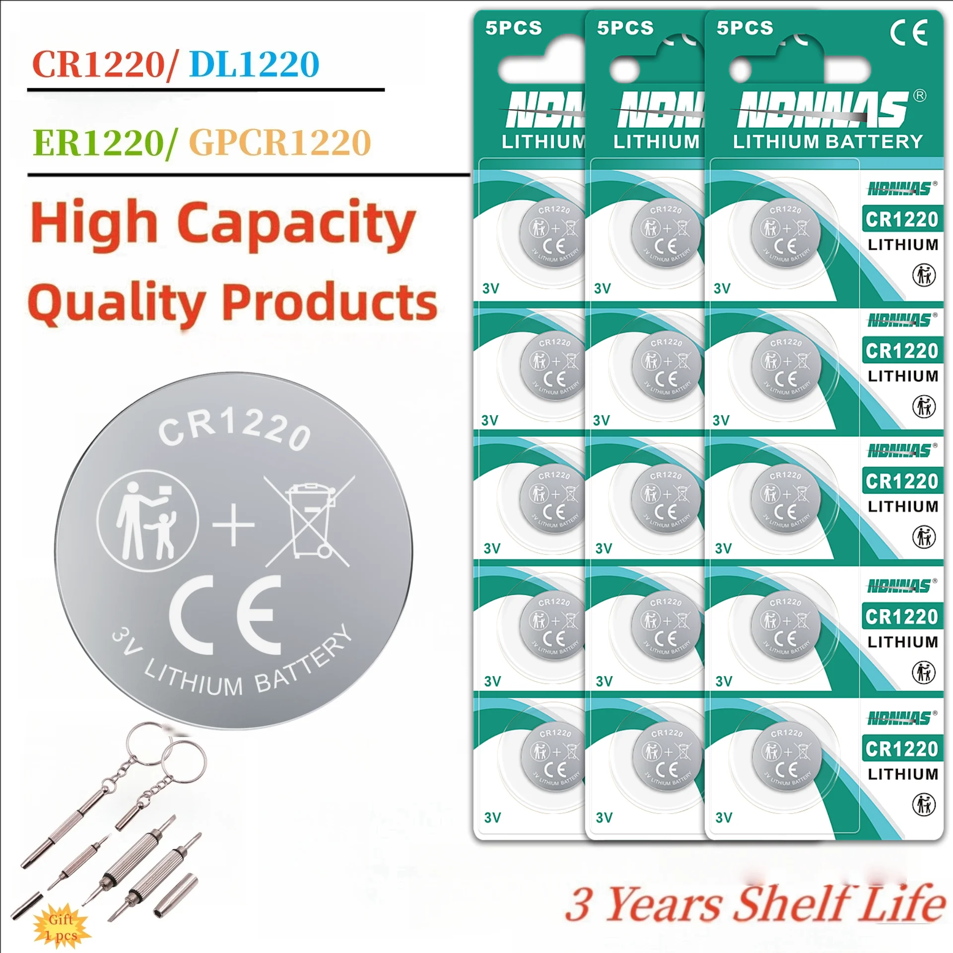 New 2-50Pcs High Capacity CR1220 Batteries - 3V Lithium Coin Cell 1220 Battery for watches healthcare devices Calculator etc