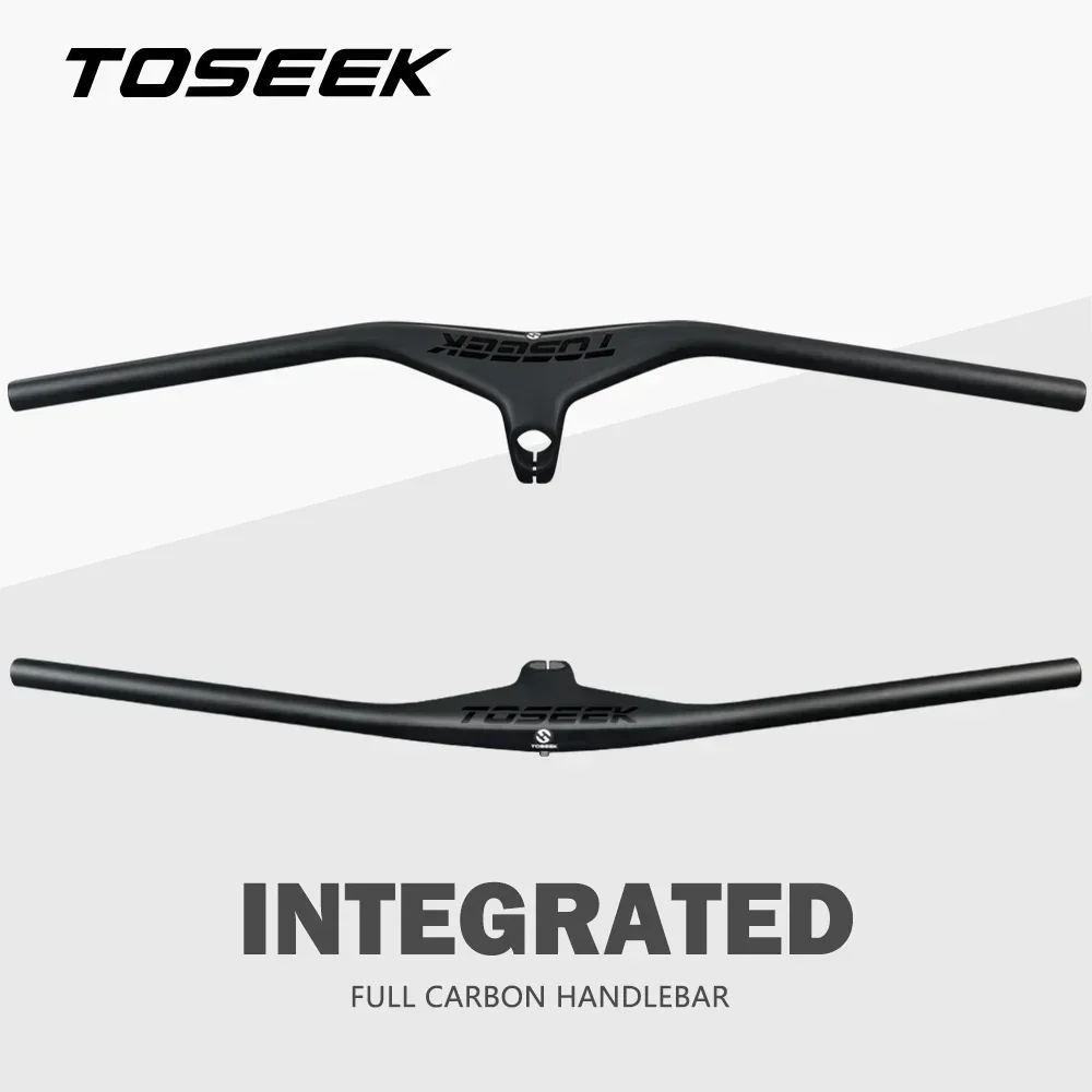 TOSEEK Mountain Bike MTB 28.6mm Full Carbon Fiber Integrated Handlebar 720/740/760/780/800mm Stem 70/80/90/100mm Bicycle Parts