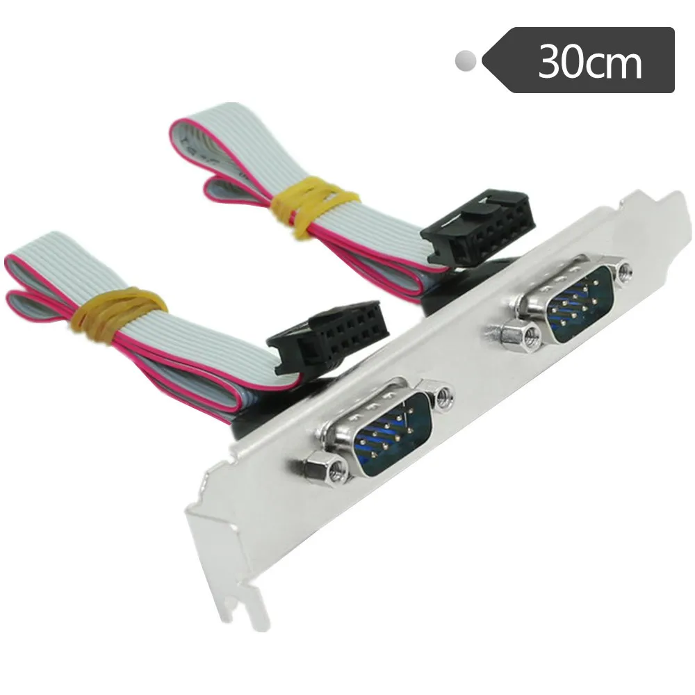 2 Port Serial RS232 DB9 Male COM Port to IDC 10pin Cable Host Case PC Chassis Motherboard adapter w/Bracket Extender Wire Cord