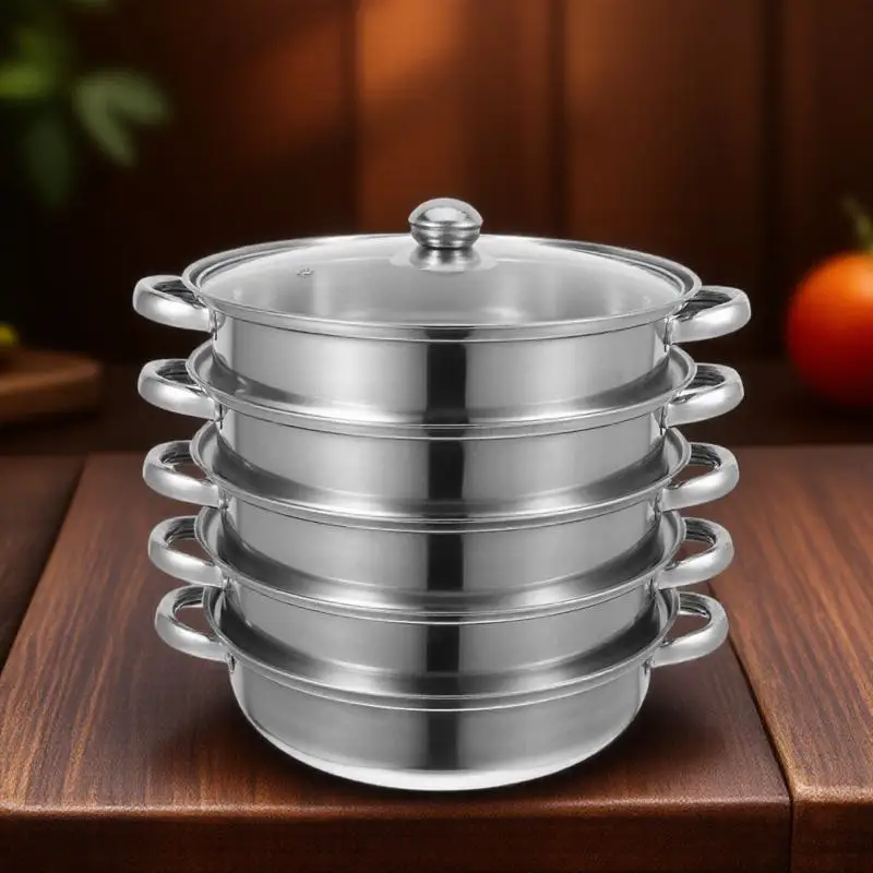 

Stainless Steel Steamer 5 Layers Multifunctional Stockpot Practical Tiered Steamer Pot Home Kitchen Use Multifunctional Stockpot