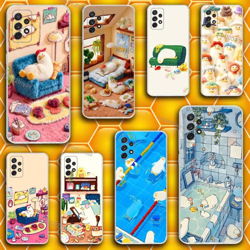 

Cute Cartoon Duck Design Kawaii Phone Case Silicone For Samsung S30,23,21,22,20 FE lite,S10,9,PIus Note20ultra Soft Transparent