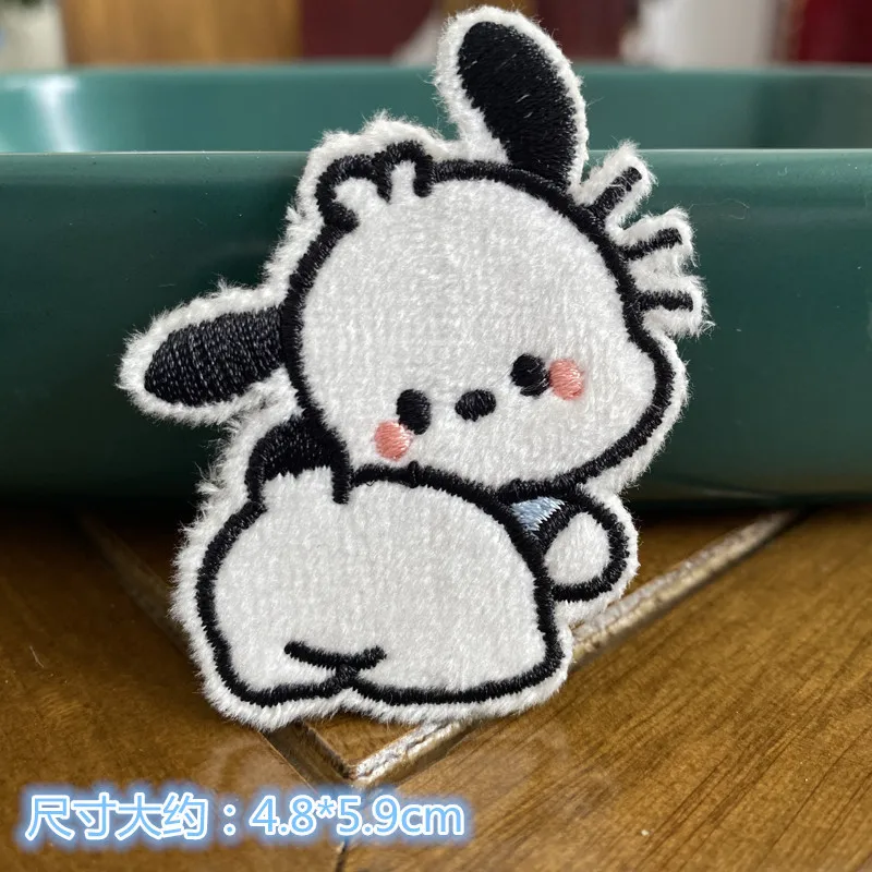 Purin Sanrio Anime Embroidered Patch On Clothes Fusible Patches Sticker Garment Jacket Pants Sewing Applique Kawaii Diy Gift