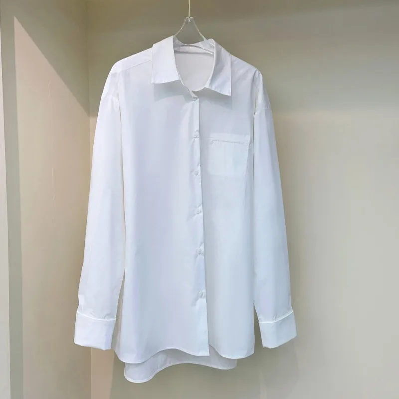 Camicetta di cotone da donna con camicia bianca casual primaverile