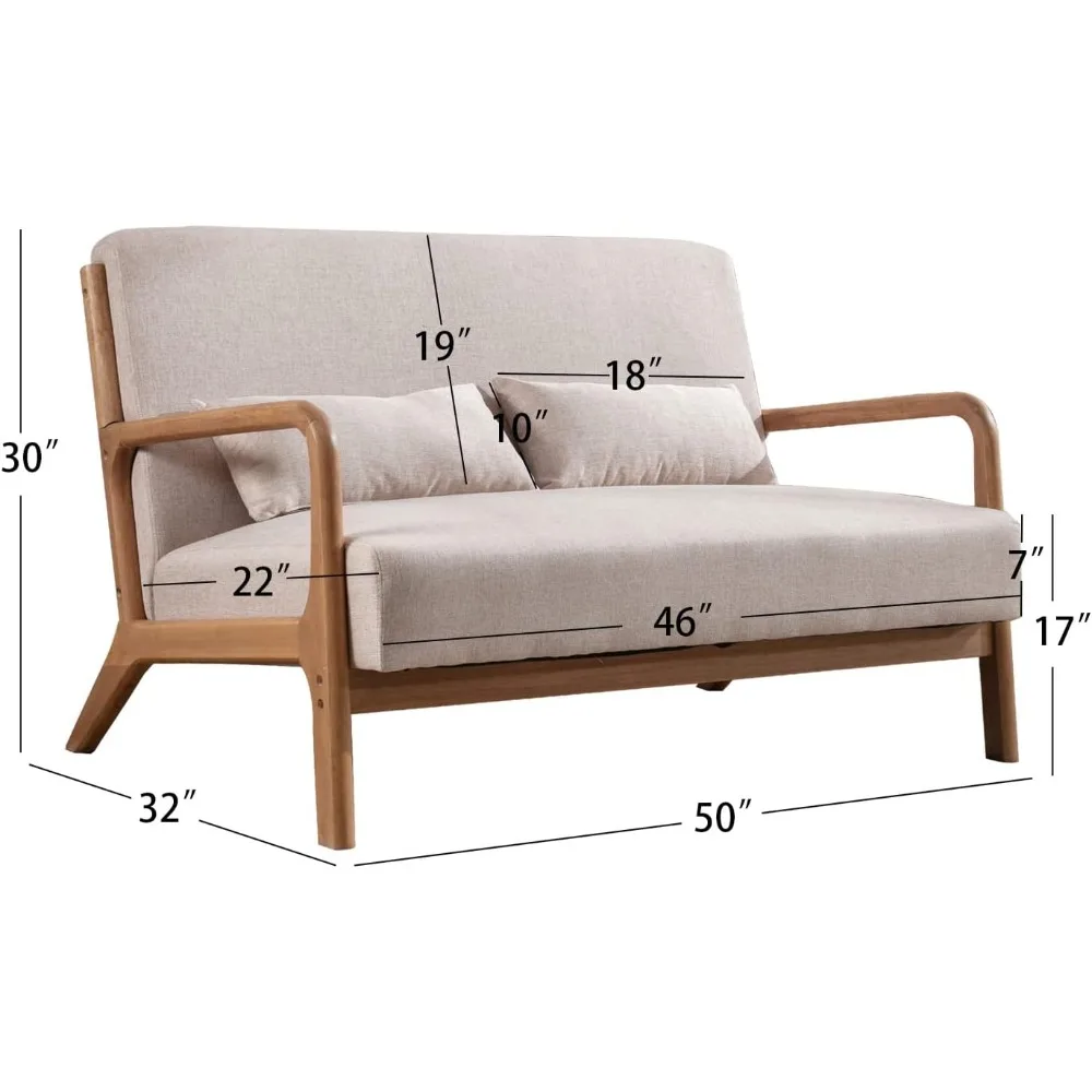 Love seat Sofa 2 Seat Mid Century Modern Accent Chair, Uplostered 2 Person Couch Loveseat for Small Place Bedroom Office