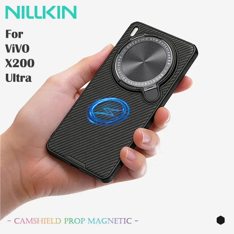 

NILLKINMagnetic Case for Vivo X200 Ultra, Flip-Style Lens Protection, MagSafe Cover with stand, Anti-Scratch Anti-Fingerprint