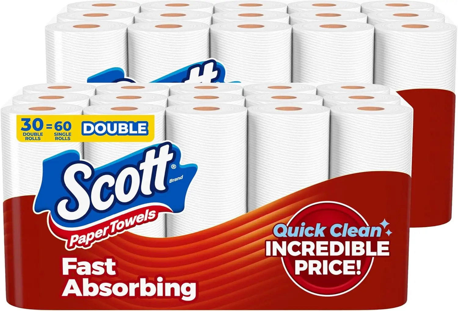 Choose-A-Sheet Paper Towels, 30 Double Rolls = 60 Regular Rolls, 108 Sheets Per Roll for Efficient Cleaning