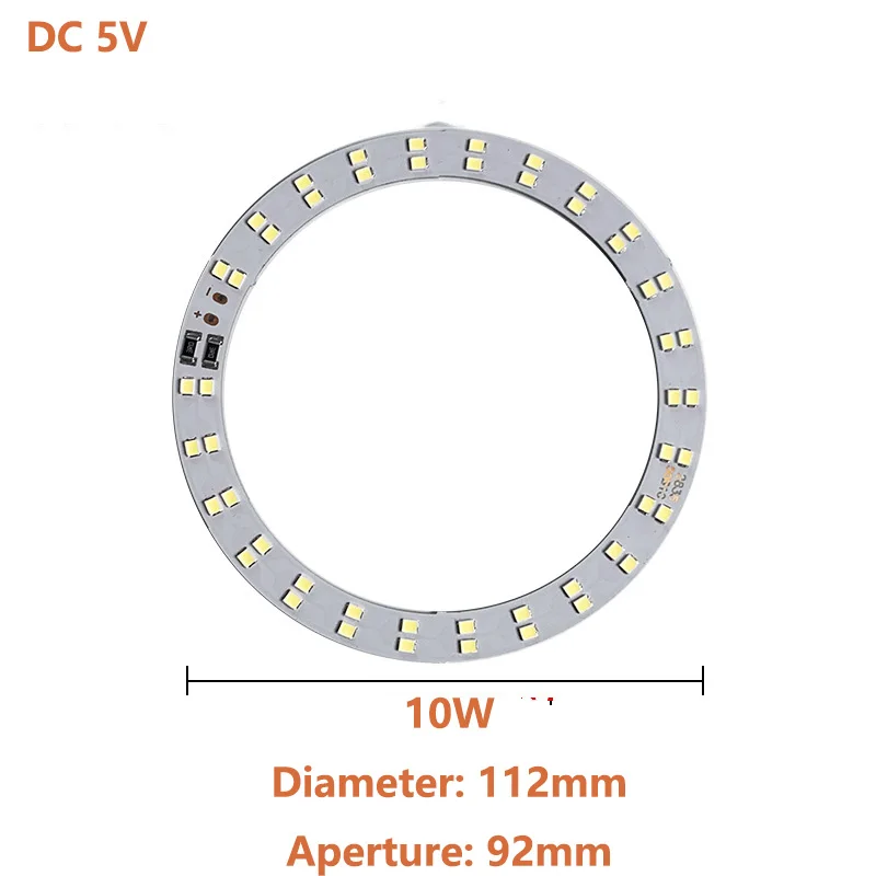 Grânulos de Luz LED com Escurecimento Fio, Lâmpada Fonte, Anel Light Board, Luz Branca, Lâmpada, SMD, 10W, 112mm, DC5V, SMD2835, 1Pc