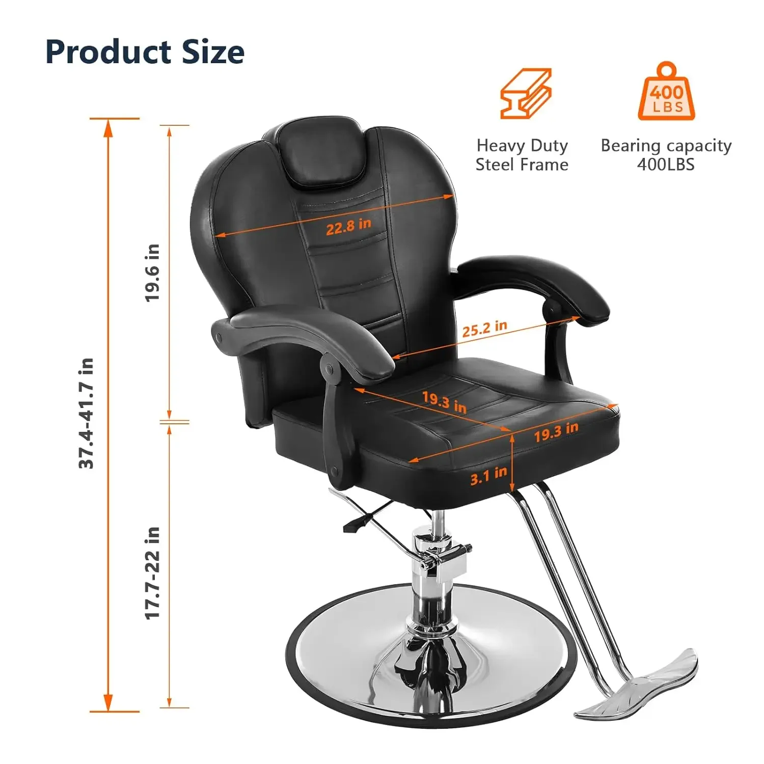 90°-150° Reclining Salon Chair for Hair Stylist, Barber Chairs for Barbershop, Heavy Duty Hydraulic Pump Hair Chair 360°Sw