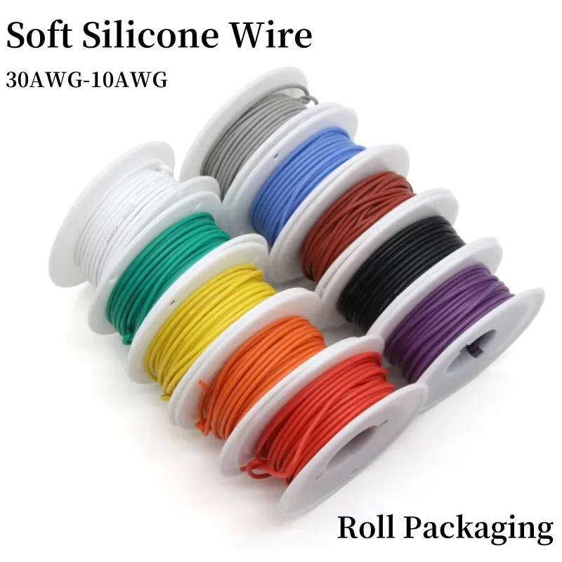 16/17/18/20/22/24/26/28/30 AWG Cable Soft Tinned Copper High Temperature Resistant Silicone Cable With Spool for Electrical/Car