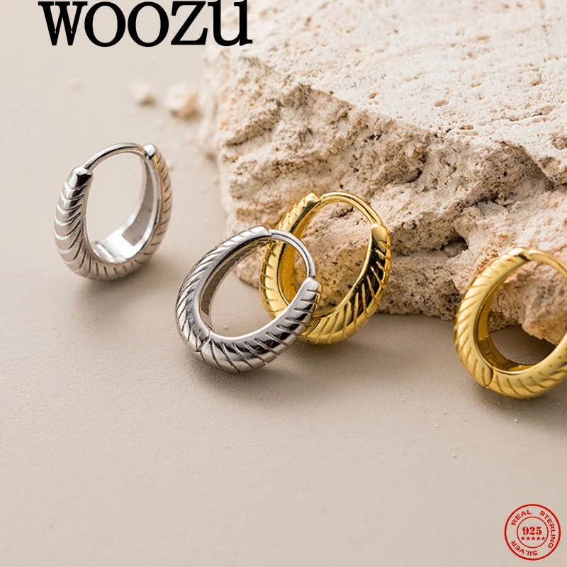 

WOOZU стерлингового серебра 925 пробы, элегантные темпераментные полосатые овальные серьги-кольца для женщин, банкетные изысканные роскошные модные украшения