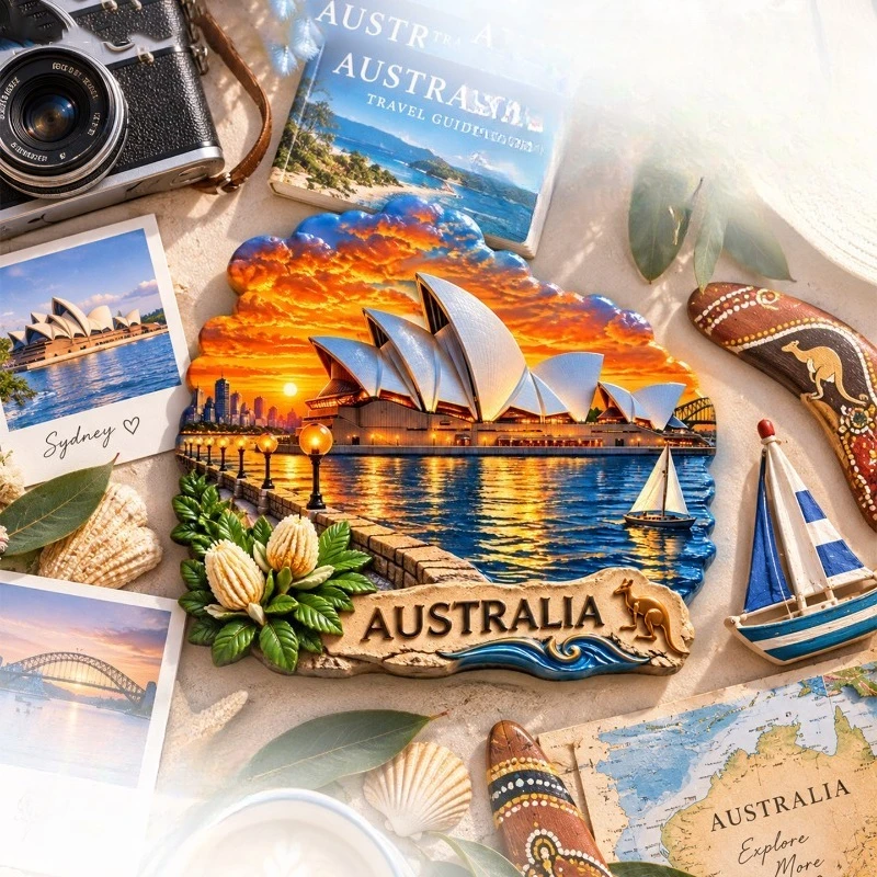 Sydney Opera House Sunset Fridge Magnet - Stunning 3D Australian Souvenir Unique Oceania Gift for Travel & Coastal Decor