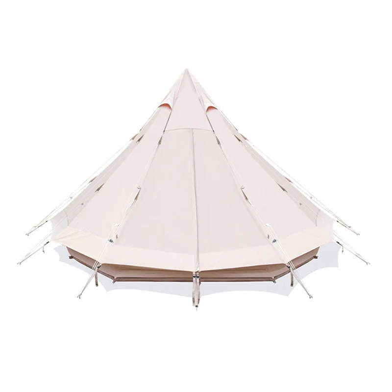 Outdoor Teepee Tent Thickened Waterproof Pyramid Cotton-Cloth Tents Front and Rear Double Door Pagoda Tent