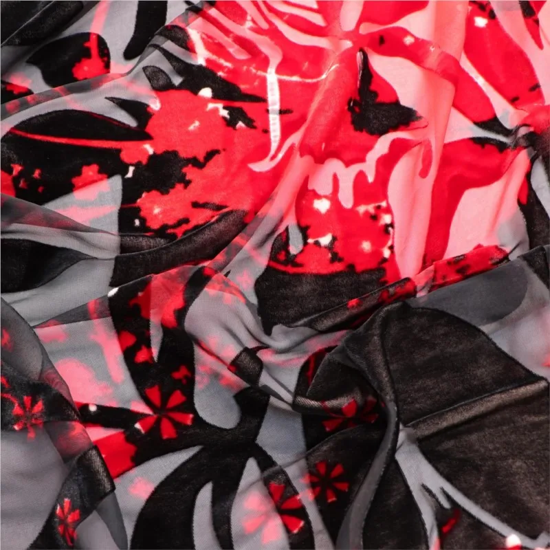 

Woven velvet brocade viscose printed mottled and burned fabric nightgown dress cheongsam