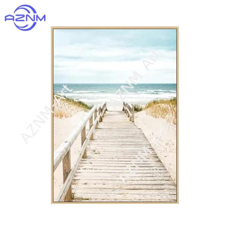 1/3PCS ，Nordic painting beach scenery plants seaside frameless living room bedroom hotel decoration hanging canvas poster sail view 3