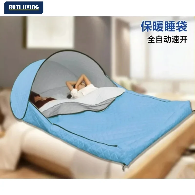 Winter three-layer padded single and double warm sleeping bag outdoor camping portable adult cold-proof mosquito