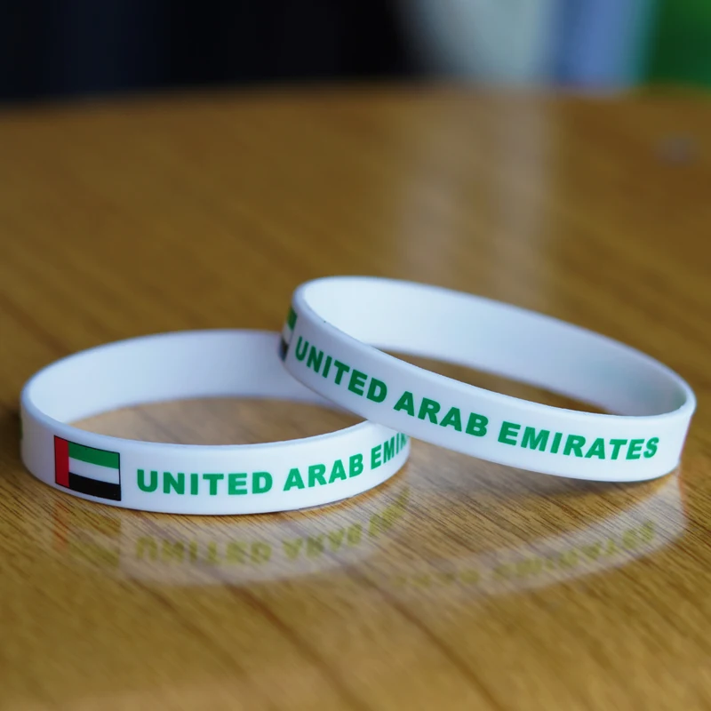 Customized 2pcs United Arab Emirates UAE Flag Wristband Sport Silicone Bracelet Rubber Band Commemorative Fashion Accessory