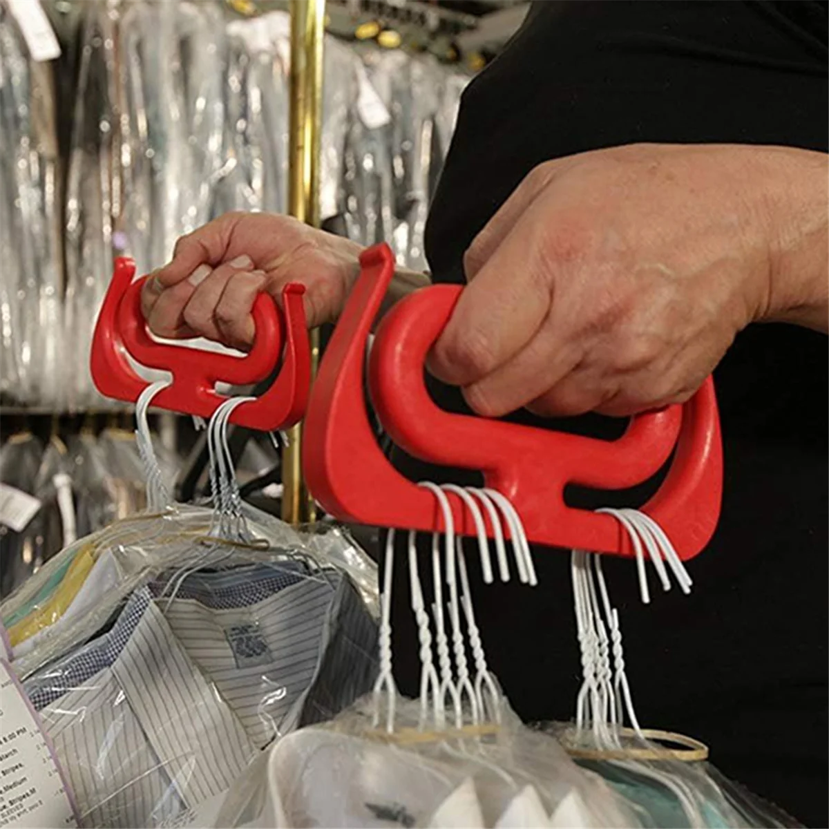 Grocery Bag Carrier Handle Holder - Multi Purpose - Carry Shopping Bags Propane Tanks 5-Gallon Buckets Paint Red