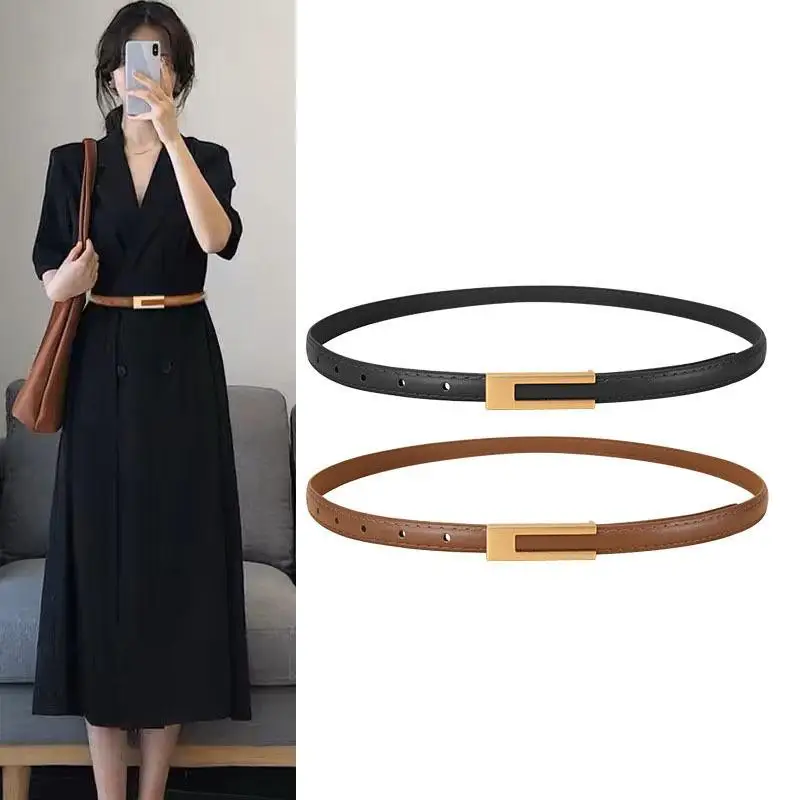 Women Korean Fashionable Thin Waist Strap Metal Accessories Basic Belt Women Casual Porous Adjustable Fashion Belts