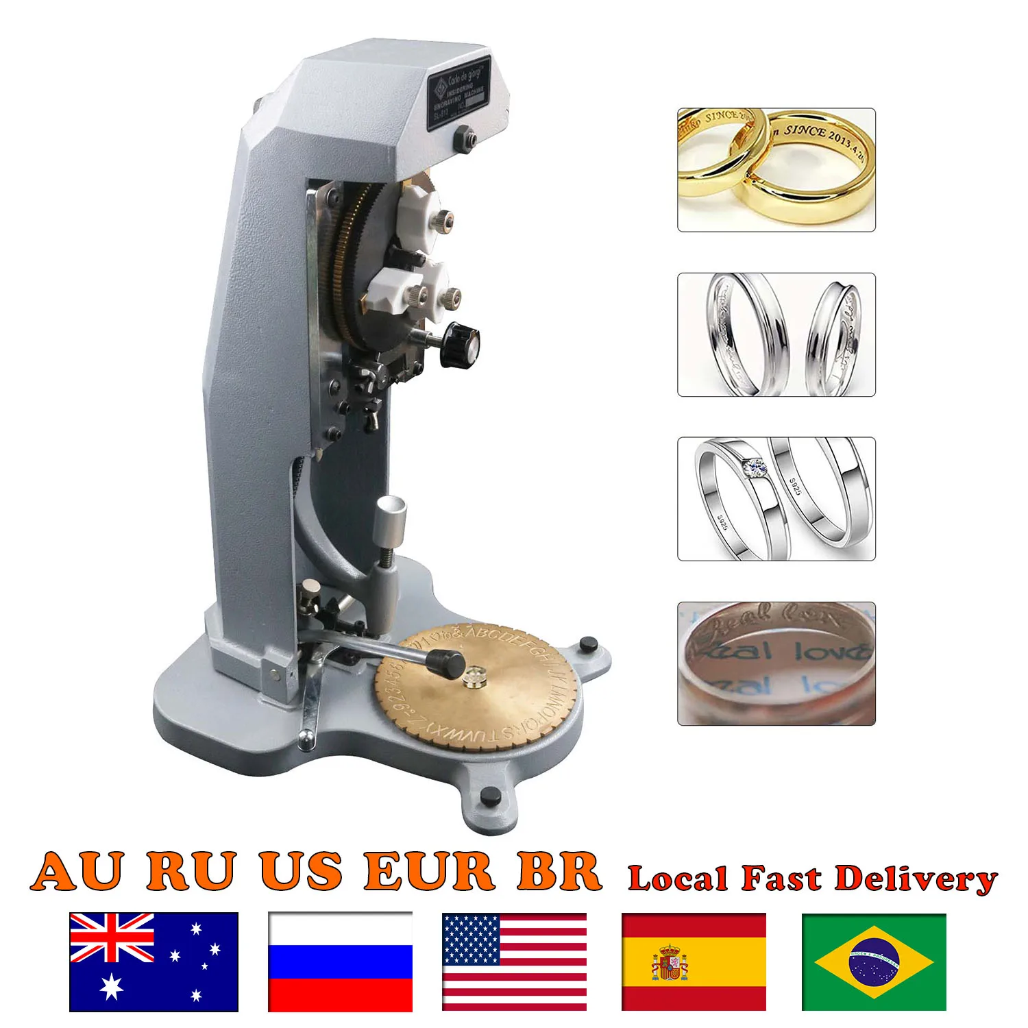 Ring Engraver: Inner Ring Engraving Machine with Standard Letter Blocks - Jewelry Ring Engraving Machine with Double-Sided Dial