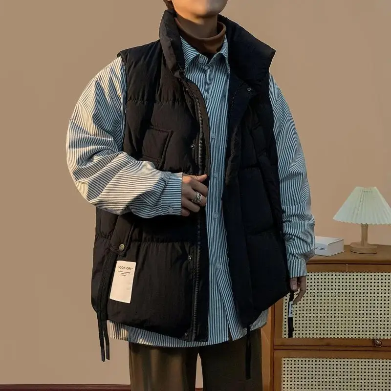 

Мужской хлопковый жилет большого размера, осенне-зимний, с воротником-стойкой, для пар, повседневный, комфортный крой