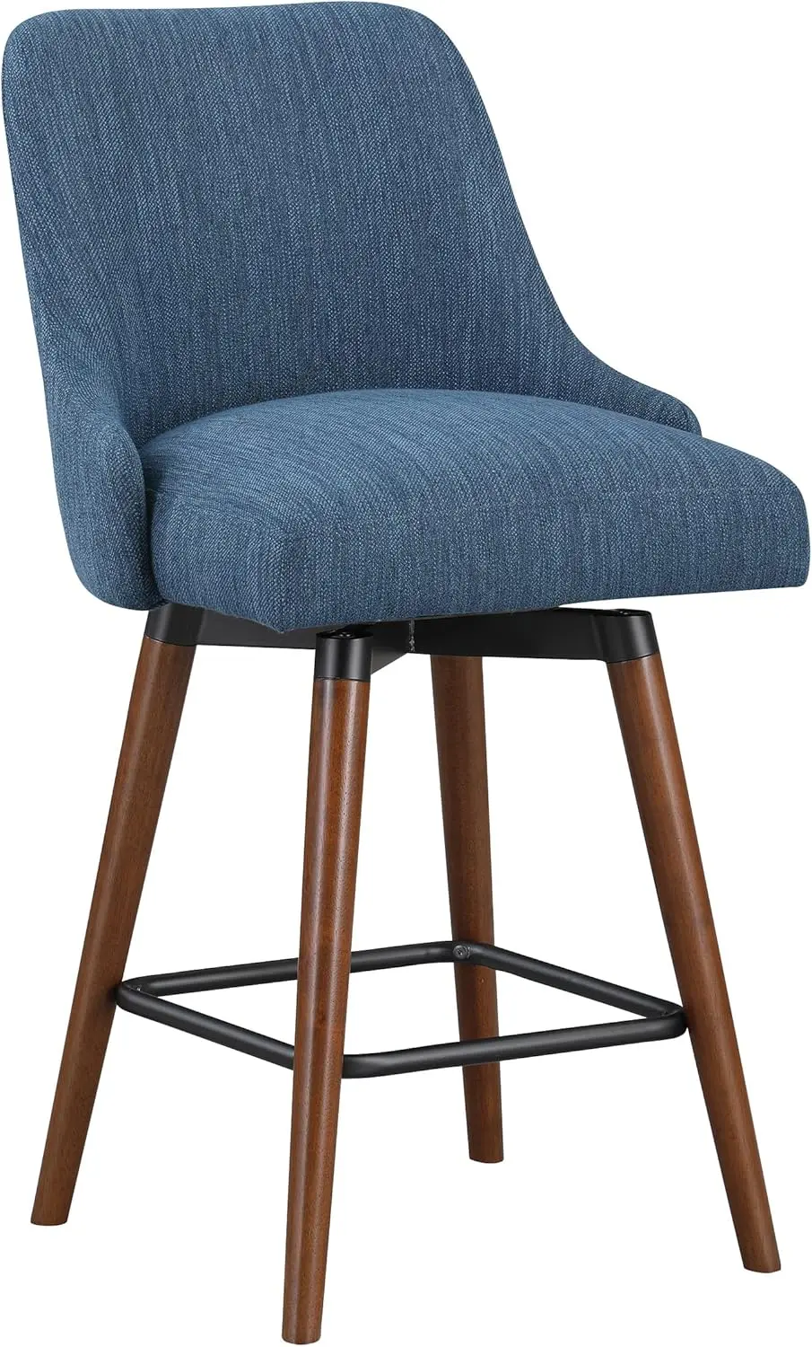 

Osp Home Furnishings Bag 26"" Swivel Counter Stool With Medium Espresso Legs, Navy Fabric