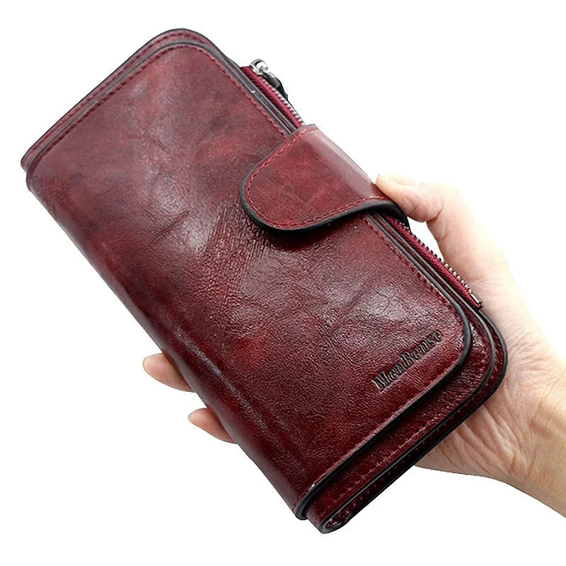 Portefeuille long en cuir pour femme, porte-monnaie de luxe, porte-cartes multifonctions, pochette pour femme, nouveau