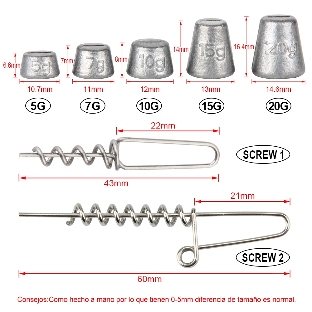 Rosewood Pike Screw With Weight 5g 10g 15g 20g Fishing Corkscrew For Hold Softbait Rubber Stinger Rig Spiral Sinker Accessories