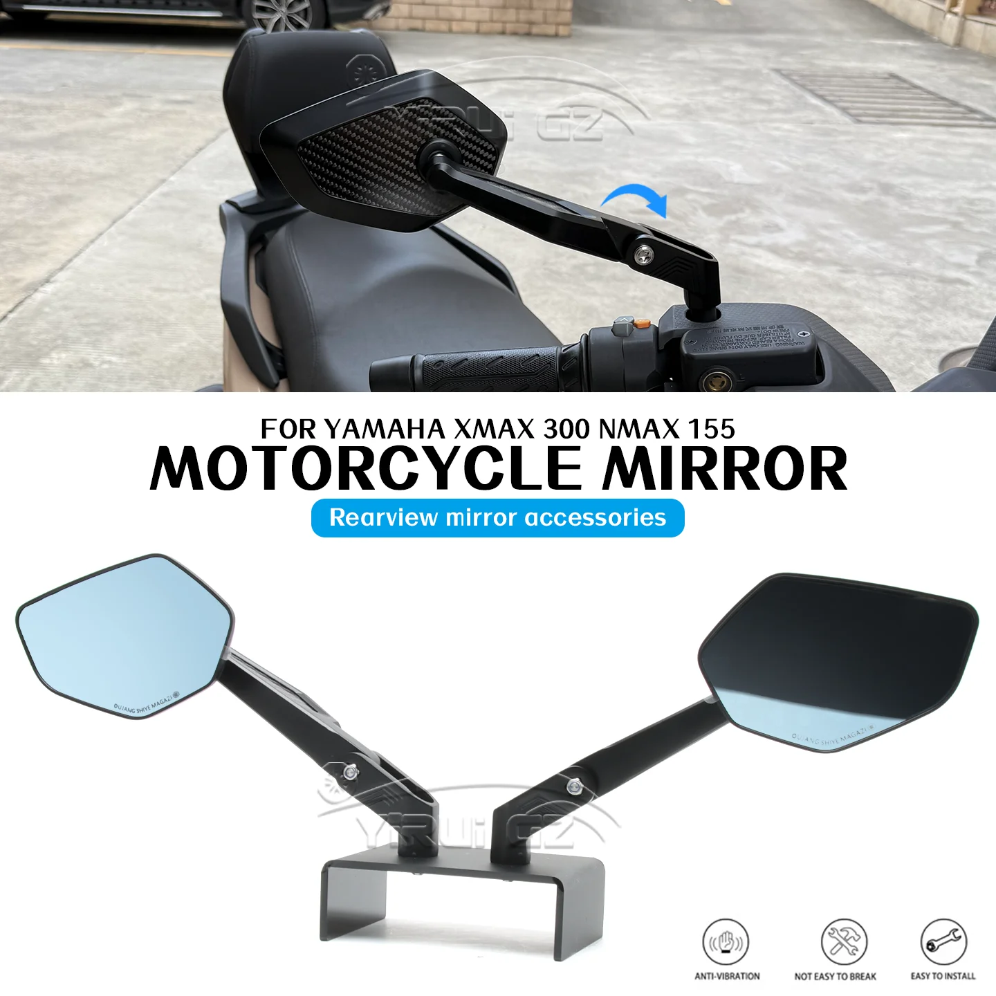 

FOR YAMAHA XMAX 300 NMAX 155 XMAX 300 NMAX 155 155 XMAX 300 Motorcycle rearview mirror Foldable mirror rod Rearview Side Mirror