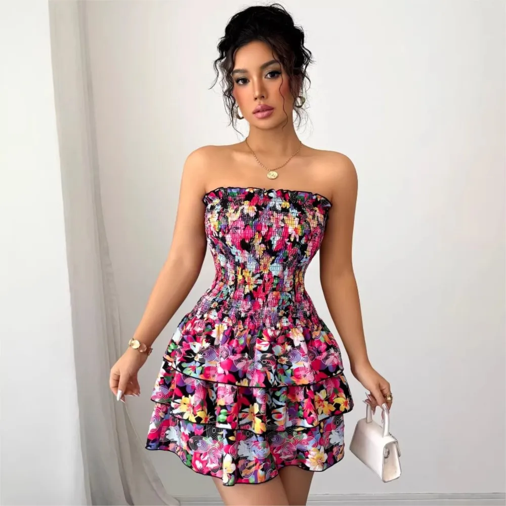 

Playful Dresses For Ladies A-line Dress Vestidos Hot Girl Style Women's Clothing Printed Floral Print Fashion Trendy Sleeveless
