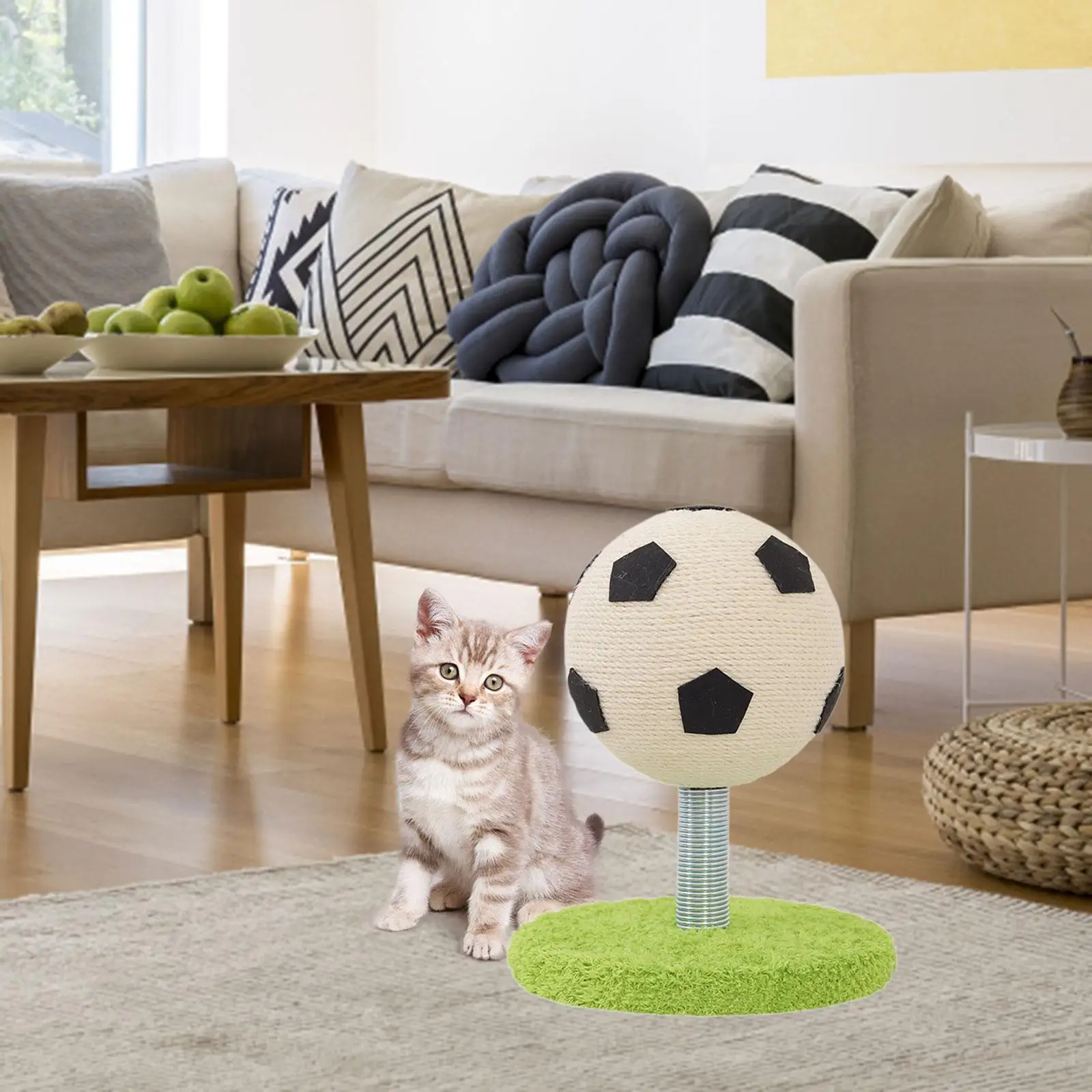 Katzenkratzbaum Interaktives Haustierspielzeug zum Spielen und Trainieren, Dekoration, Möbelschutz, Krallenspielzeug aus Holz für Kaninchen, Kleintiere, Kätzchen