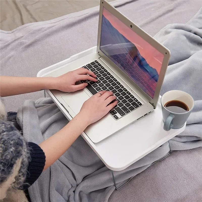 N10R-Portable Folding Laptop Table With Cup Holder For Student Dormitory Stable Bed Tray Desk For Sofa