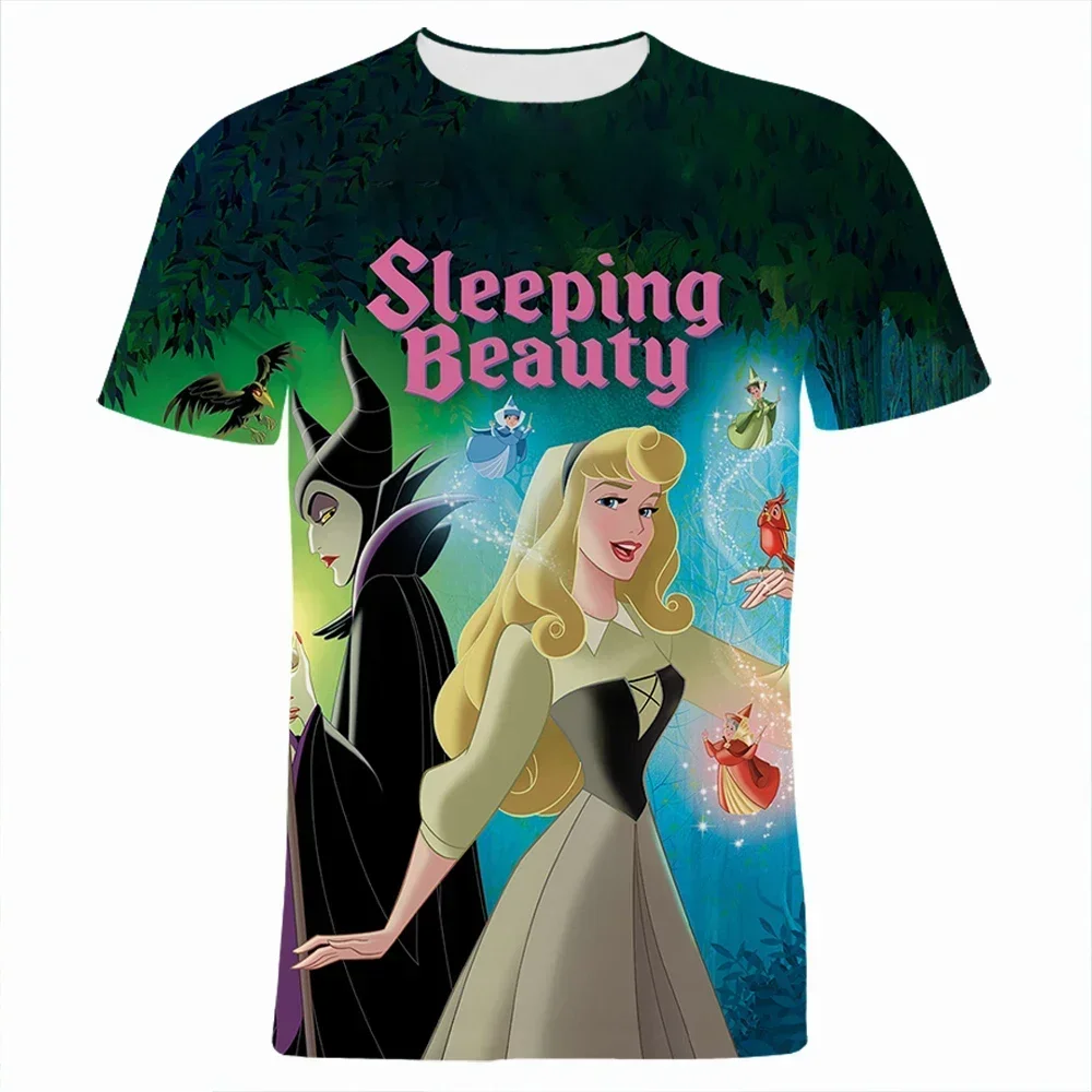 2024 summer Disney anime Sleeping Beauty 3d print T-Shirts Cartoon Maleficent 3D Print Men Women Fashion T-Shirt Kids Tees Tops