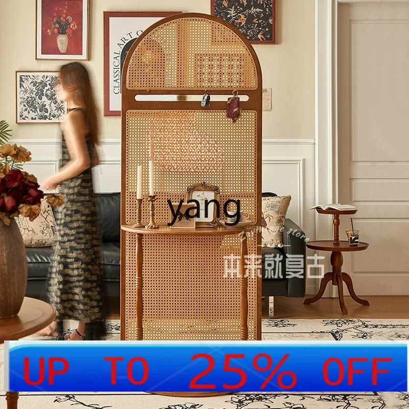 

LTT solid wood rattan screen partition living room entry door blocking entrance cabinet