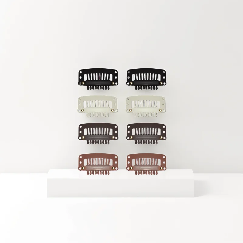 50 Pieces of 9-Piece Tooth-Shaped Drop-Shaped Hairpins, Black White Brown Dark Brown Elastic Wig Accessories for Men and Women -