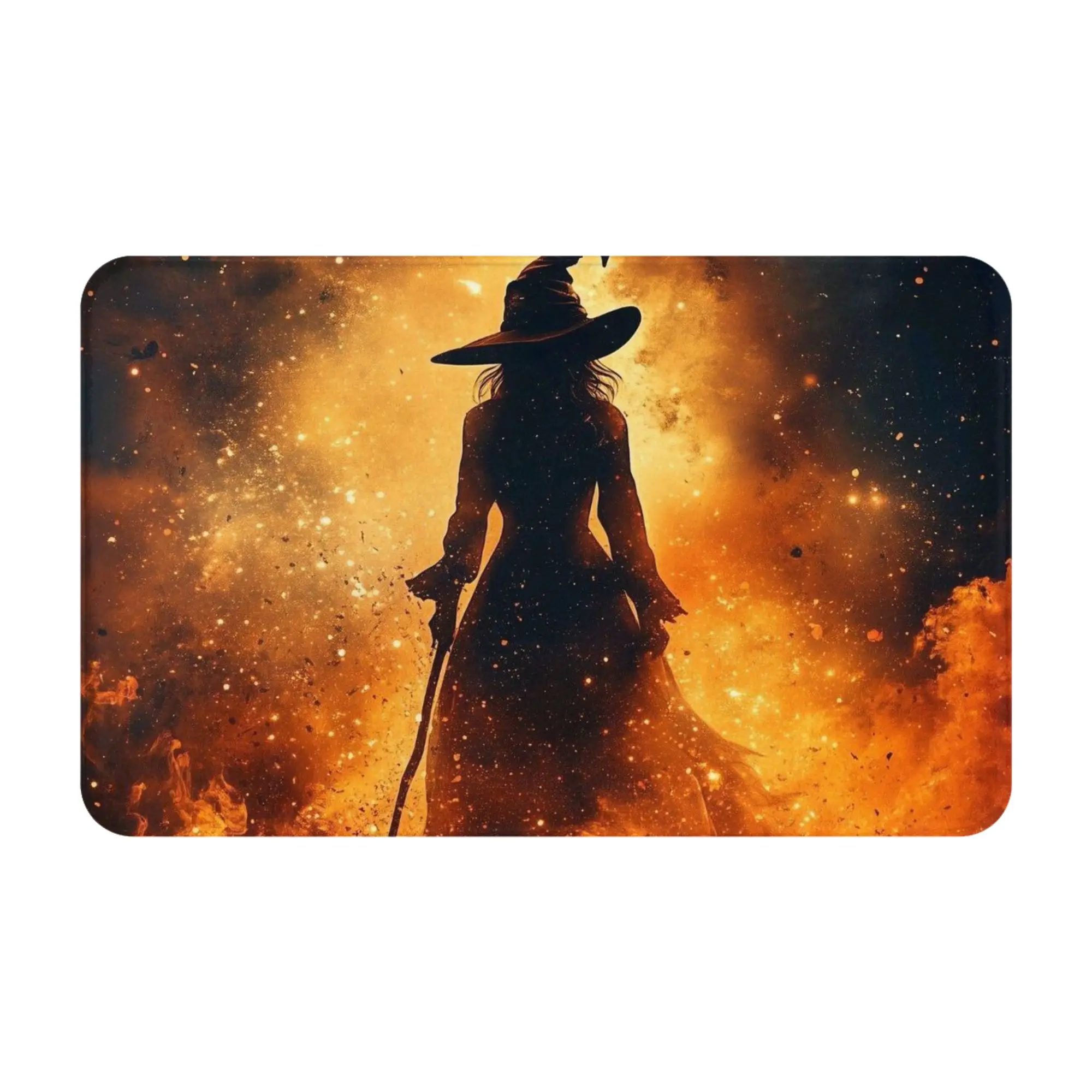 Witch Pumpkin Fire Halloween Art Non-slip Doormat Bath Mat  Entrance Indoor Home Decorative